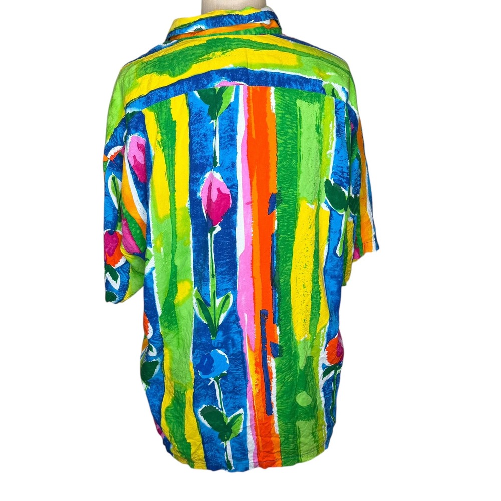 JAMS WORLD Rode Rose Parade Button Up Camp Shirt Women's Size Large Vintage - Picture 3 of 6